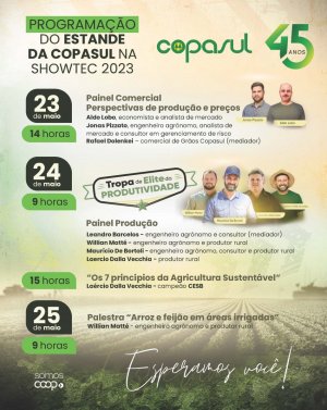 Showtec 2023 programação completa estande Copasul